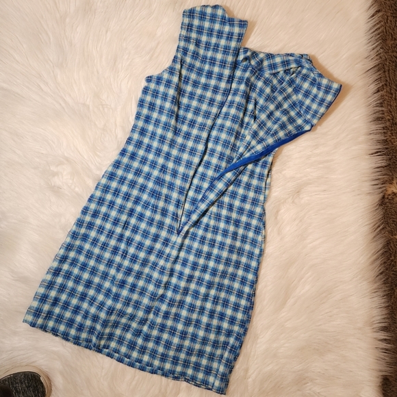 VINTAGE 90's Mini Plaid Sleeveless Sheath Dress - Picture 4 of 9